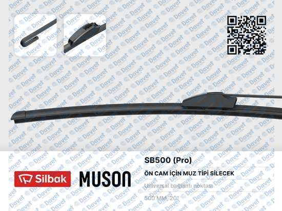 SILBAK SB500 Silecek Supurgesi 500mm (Muz Tip) Universal